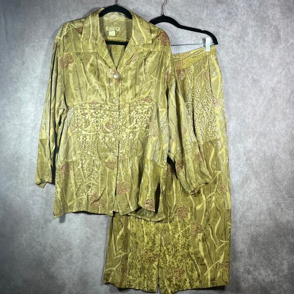Citron Dresses & Skirts - Vintage Citron Skirt Set Womens Medium Green Floral Midi Casual Office Work‎